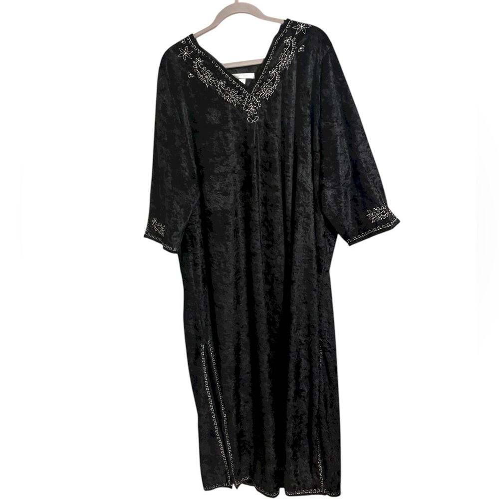 Cacique Black Velvet Kaftan Maxi Dress Size 18/20‎
